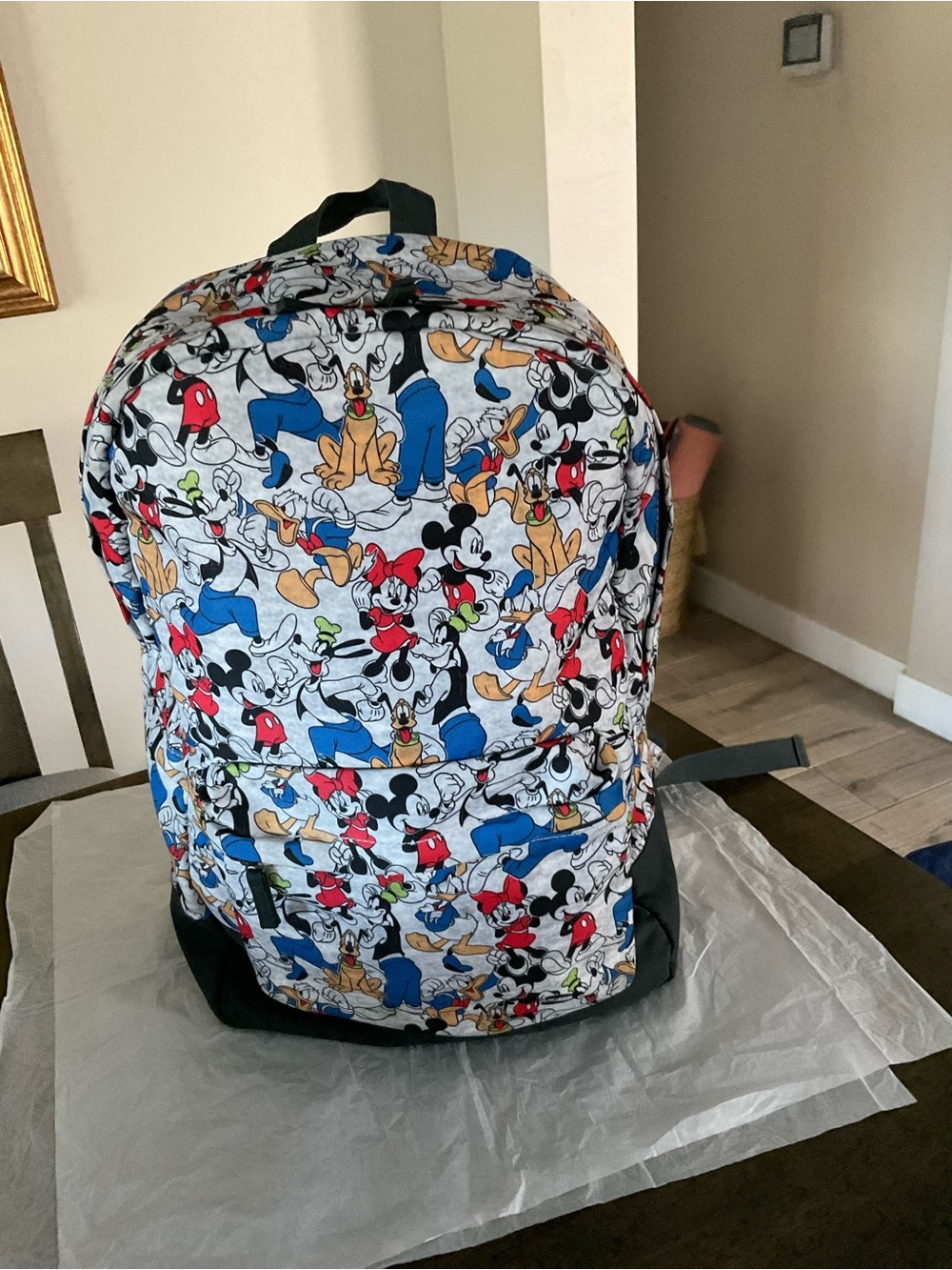 Disney Grey Mickey Minnie & Gang  Print 18" Adult Backpack